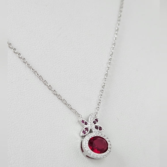Red Ruby Oval Butterfly Necklaces - 925 Sterling Silver Charmed Aroma - Picture 4 of 4